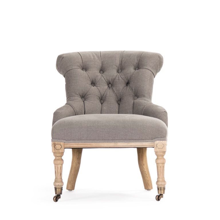 Zentique Fulbert Oak Frame Chair with Cotton Upholstery — Compact W19.5 x H24.5 x D25, Scandinavian Comfort TH034-Z E255 A084