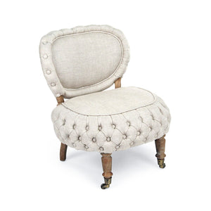 Sylvie Tufted Chair Limed Grey Oak, Cream Natural Linen TH048 E272 A015-A Zentique