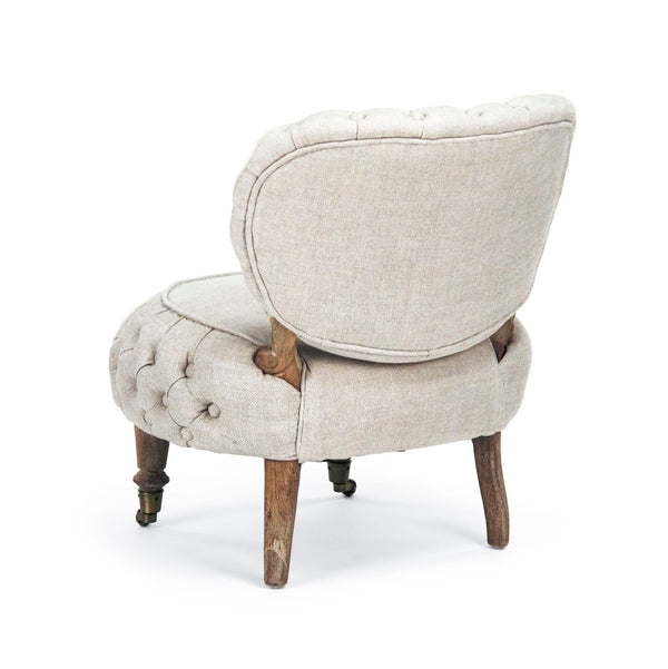 Sylvie Tufted Chair Limed Grey Oak, Cream Natural Linen TH048 E272 A015-A Zentique
