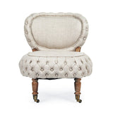 Sylvie Tufted Chair Limed Grey Oak, Cream Natural Linen TH048 E272 A015-A Zentique