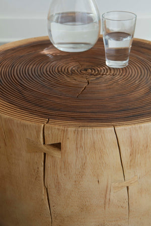 Phillips Collection Lathe Chamcha Side Table - Handcrafted Solid Wood Accent for Modern, Rustic, or Organic Interiors TH08555