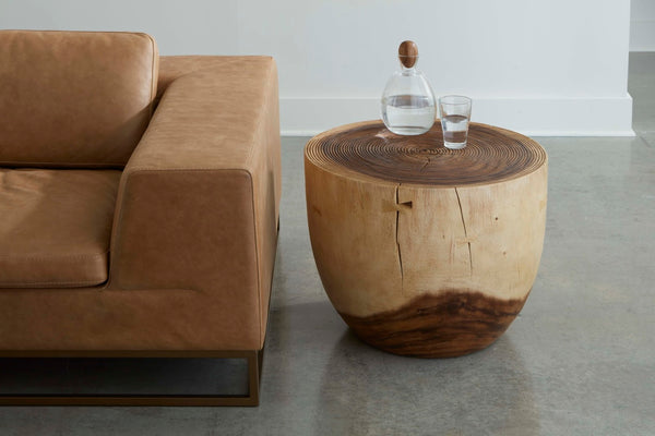 Phillips Collection Lathe Chamcha Side Table - Handcrafted Solid Wood Accent for Modern, Rustic, or Organic Interiors TH08555
