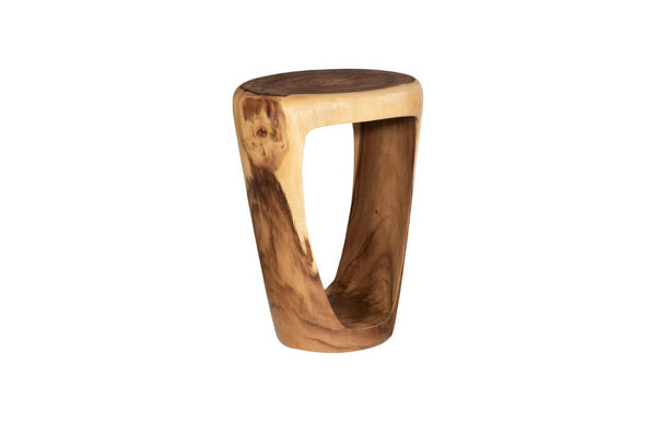 Phillips Collection Grotto Carved Chamcha Wood Pedestal Natural Two-Tone Grain Sculptural Plant Stand TH100206