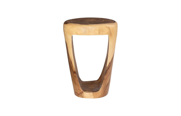 Phillips Collection Grotto Carved Chamcha Wood Pedestal Natural Two-Tone Grain Sculptural Plant Stand TH100206