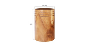 Phillips Collection Groove Solid Chamcha Wood Round Pedestal Hand Carved Organic Plant Stand or Display Accent TH100211