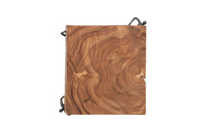 Phillips Collection Atlas Side Table - Reclaimed Wood with Unique Stone Finish and Whimsical Metal Base for Any Space Chamcha Wood/Metal, Natural TH100397