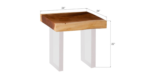 Phillips Collection Floating Side Table – Modern Organic Design with Chamcha Wood Top and Illusion of Hovering Elegance Natural, Acrylic Legs TH100571