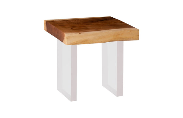 Phillips Collection Floating Side Table – Modern Organic Design with Chamcha Wood Top and Illusion of Hovering Elegance Natural, Acrylic Legs TH100571