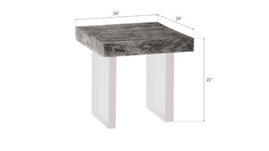 Phillips Collection Floating Side Table – Modern Organic Design with Chamcha Wood Top and Illusion of Hovering Elegance Gray Stone, Acrylic Legs TH100572