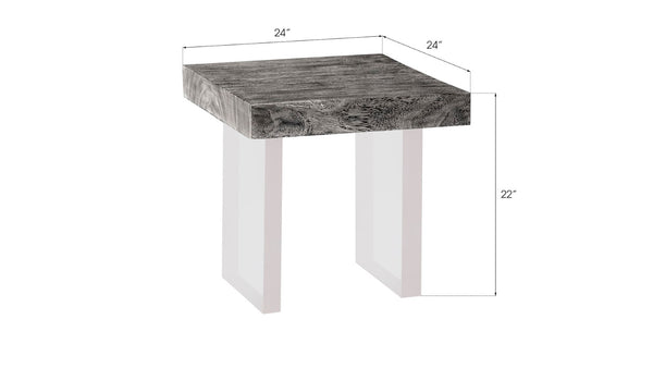 Phillips Collection Floating Side Table – Modern Organic Design with Chamcha Wood Top and Illusion of Hovering Elegance Gray Stone, Acrylic Legs TH100572