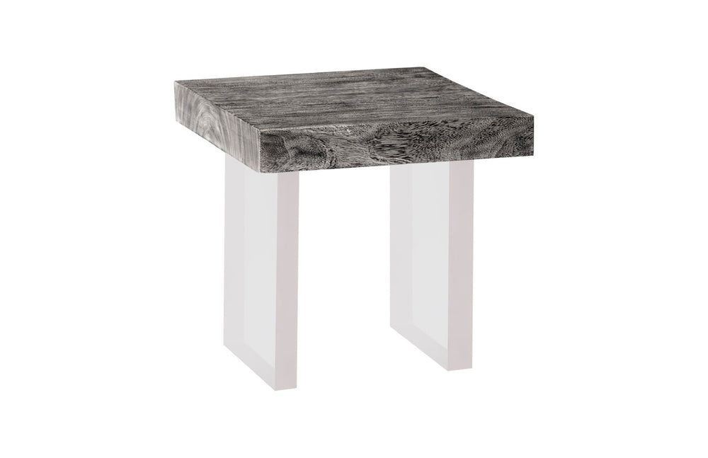 Phillips Collection Floating Side Table – Modern Organic Design with Chamcha Wood Top and Illusion of Hovering Elegance Gray Stone, Acrylic Legs TH100572