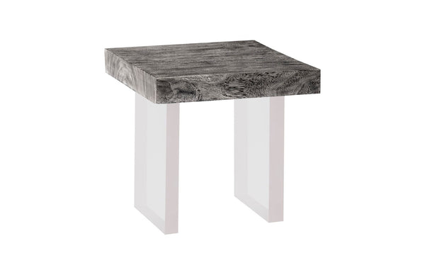 Phillips Collection Floating Side Table – Modern Organic Design with Chamcha Wood Top and Illusion of Hovering Elegance Gray Stone, Acrylic Legs TH100572