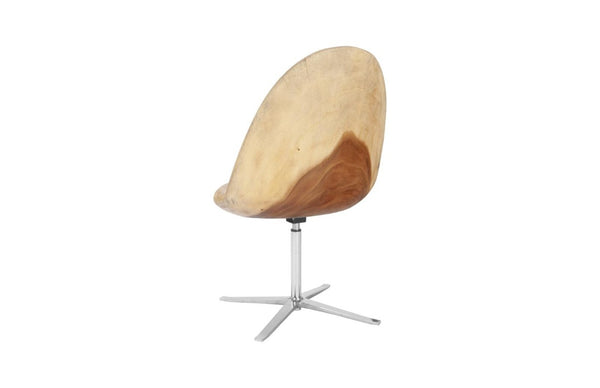 Phillips Collection Smoothed Solid Chamcha Wood Swivel Accent Chair with Polished Stainless Steel Base TH100627