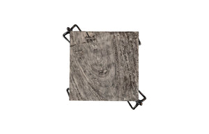 Phillips Collection Atlas Side Table - Reclaimed Wood with Unique Stone Finish and Whimsical Metal Base for Any Space Chamcha Wood, Gray Stone Finish, Metal TH100837