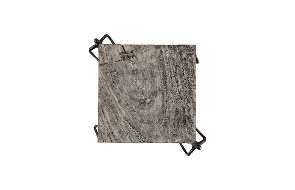 Phillips Collection Atlas Side Table - Reclaimed Wood with Unique Stone Finish and Whimsical Metal Base for Any Space Chamcha Wood, Gray Stone Finish, Metal TH100837