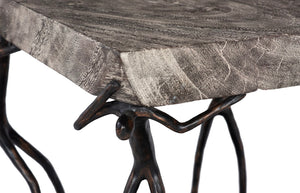 Phillips Collection Atlas Side Table - Reclaimed Wood with Unique Stone Finish and Whimsical Metal Base for Any Space Chamcha Wood, Gray Stone Finish, Metal TH100837