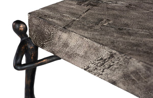 Phillips Collection Atlas Side Table - Reclaimed Wood with Unique Stone Finish and Whimsical Metal Base for Any Space Chamcha Wood, Gray Stone Finish, Metal TH100837