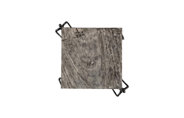 Phillips Collection Atlas Reclaimed Chamcha Wood Side Table with Sculptural Black Metal Base Modern Organic TH100837