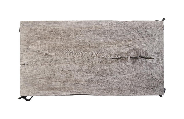 Phillips Collection Atlas Reclaimed Chamcha Wood Coffee Table with Sculptural Metal Base Modern Organic TH100838