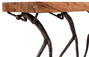 Phillips Collection Atlas Console Table - Sculptural Artistry Meets Practical Function for Modern Living Spaces Chamcha Wood, Natural, Metal TH100840