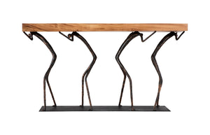 Phillips Collection Atlas Console Table - Sculptural Artistry Meets Practical Function for Modern Living Spaces Chamcha Wood, Natural, Metal TH100840