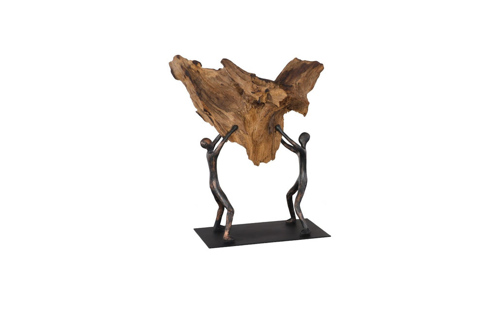Phillips Collection Atlas Tabletop Sculpture – Freeform Driftwood Art with Minimalist Metal Base for Modern Interiors TH100849