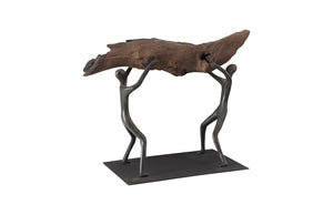 Phillips Collection Atlas Balancing Wood Sculpture - Mythical Endurance Inspired Design For Modern Interiors Black,Brown Wood Th100849