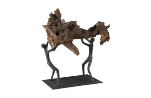 Phillips Collection Atlas Balancing Wood Sculpture - Mythical Endurance Inspired Design For Modern Interiors Black,Brown Wood Th100849