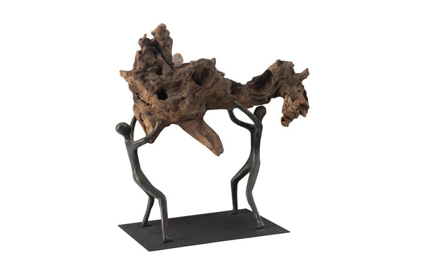 Phillips Collection Atlas Balancing Wood Sculpture - Mythical Endurance Inspired Design For Modern Interiors Black,Brown Wood Th100849