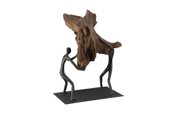 Phillips Collection Atlas Balancing Wood Sculpture - Mythical Endurance Inspired Design For Modern Interiors Black,Brown Wood Th100850
