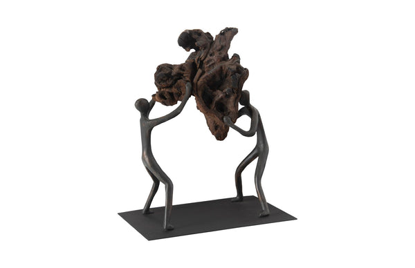Phillips Collection Atlas Balancing Wood Sculpture - Mythical Endurance Inspired Design For Modern Interiors Black,Brown Wood Th100850