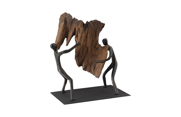 Phillips Collection Atlas Balancing Wood Sculpture - Mythical Endurance Inspired Design For Modern Interiors Black,Brown Wood Th100850