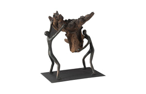 Phillips Collection Atlas Balancing Wood Sculpture - Mythical Endurance Inspired Design For Modern Interiors Black,Brown Wood Th100850