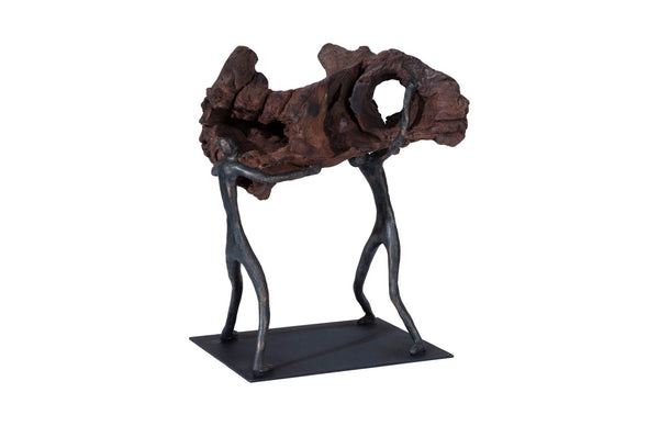 Phillips Collection Atlas Balancing Wood Sculpture - Mythical Endurance Inspired Design For Modern Interiors Black,Brown Wood Th100850