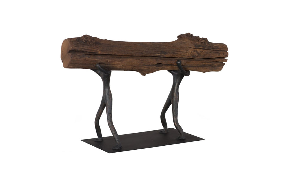 Phillips Collection Atlas Tabletop Sculpture - Log Lift Design with Base, Perfect for Modern Farmhouse & Industrial Decor TH100851