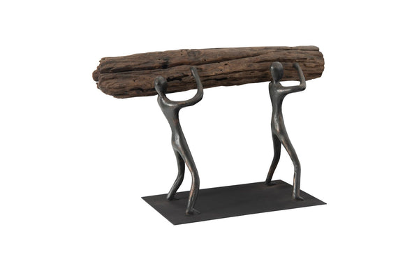 Phillips Collection Atlas Balancing Wood Sculpture - Mythical Endurance Inspired Design For Modern Interiors Brown,Black Wood Th100851