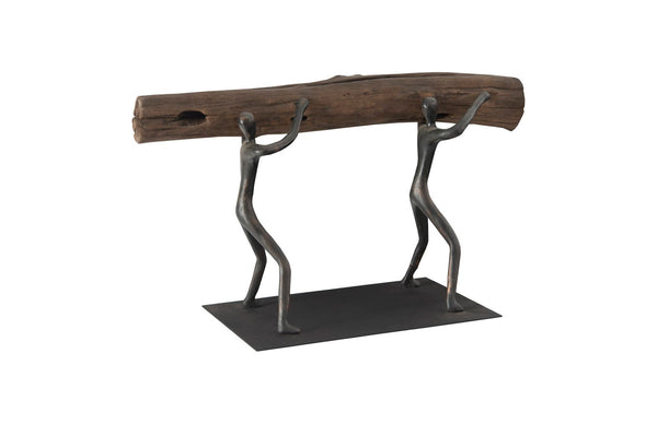 Phillips Collection Atlas Balancing Wood Sculpture - Mythical Endurance Inspired Design For Modern Interiors Brown,Black Wood Th100851