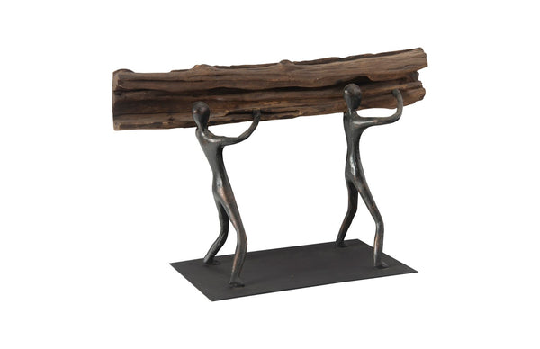 Phillips Collection Atlas Balancing Wood Sculpture - Mythical Endurance Inspired Design For Modern Interiors Brown,Black Wood Th100851
