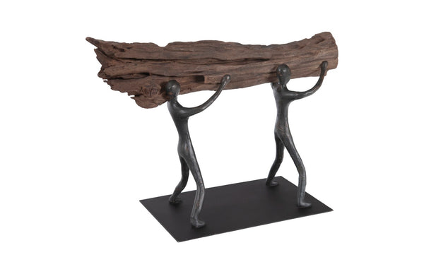 Phillips Collection Atlas Balancing Wood Sculpture - Mythical Endurance Inspired Design For Modern Interiors Brown,Black Wood Th100851