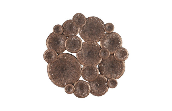 Phillips Collection Lotus Round Metal Wall Collage Botanical Relief Art with Copper Patina Satin Finish TH100853