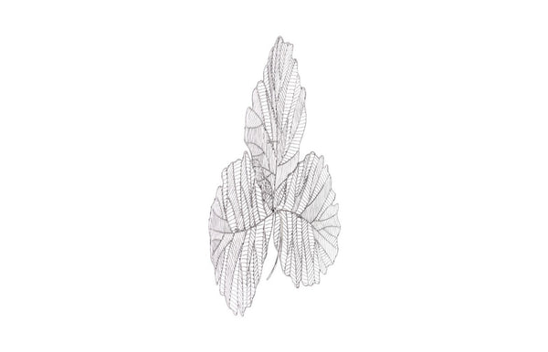 Phillips Collection Tri Leaf Metal Wall Sculpture Botanical Veined Copper Accent for Living Rooms Silver/Black Medium TH100856