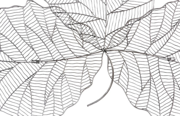 Phillips Collection Tri Leaf Metal Wall Sculpture Botanical Veined Copper Accent for Living Rooms Silver/Black Medium TH100856