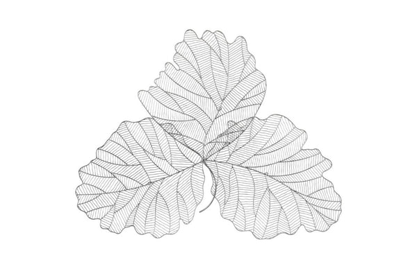 Phillips Collection Tri Leaf Metal Wall Sculpture Botanical Veined Copper Accent for Living Rooms Silver/Black Large TH100857