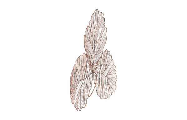Phillips Collection Tri Leaf Metal Wall Sculpture Botanical Veined Copper Accent for Living Rooms Copper/Black Medium TH100859