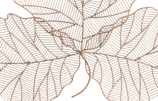 Phillips Collection Tri Leaf Metal Wall Sculpture Botanical Veined Copper Accent for Living Rooms Copper/Black Medium TH100859