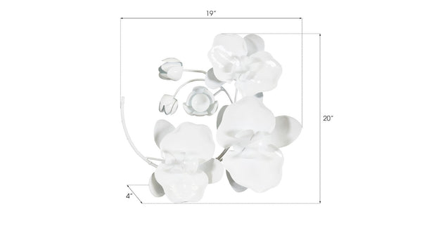 Phillips Collection Orchid Sprig Wall Art - Elegant Metal Floral Decor for Contemporary Home Aesthetics and Focal Points Small, Metal, White TH100865