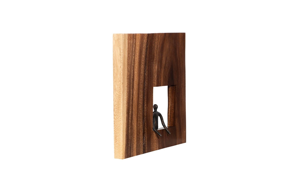 Phillips Collection Atlas Wall Décor - Abstract Metal Figure in Reclaimed Wood Frame for Modern Farmhouse Style TH101655