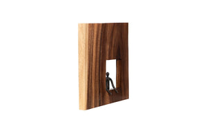 Phillips Collection Atlas Wall Décor - Abstract Metal Figure in Reclaimed Wood Frame for Modern Farmhouse Style TH101655