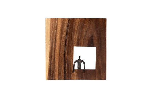 Phillips Collection Atlas Wall Décor - Abstract Metal Figure in Reclaimed Wood Frame for Modern Farmhouse Style TH101655