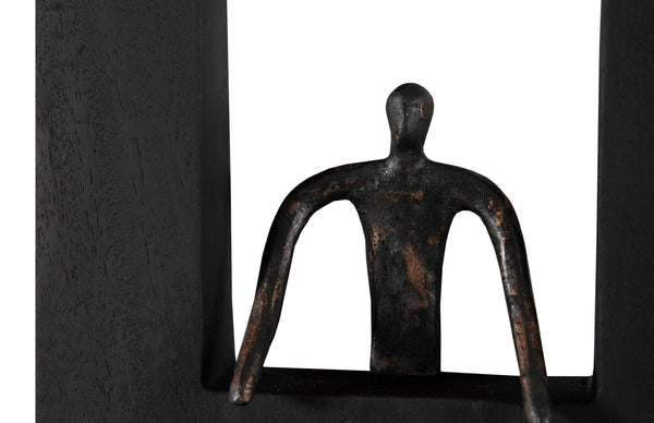 Phillips Collection Atlas Wall Decor - Modern Bronze Abstract Figure on Black Plate for Chic Home Styling & Display TH101656
